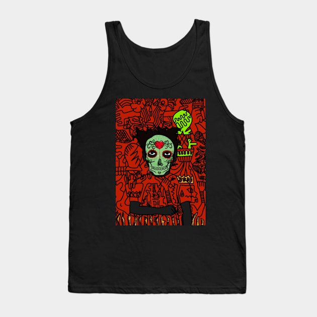 Doodle Dude - Mexican Male Character with Dark Eyes and Gray Doodle Item Tank Top by Hashed Art